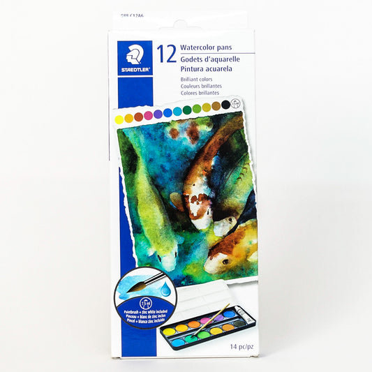 01 Staedtler 12 Watercolor Pans (14-piece set) - Mona Lisa Artists Materials Calgary Alberta