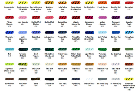 ColorChart1 Golden® High Flow Acrylics™ (30ml, 118ml, & 473ml) - Mona Lisa Artists' Materials Calgary Alberta