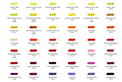 Color Chart 1 Golden® Heavy Body Acrylic Paints - Mona Lisa Artists' Materials Calgary Alberta