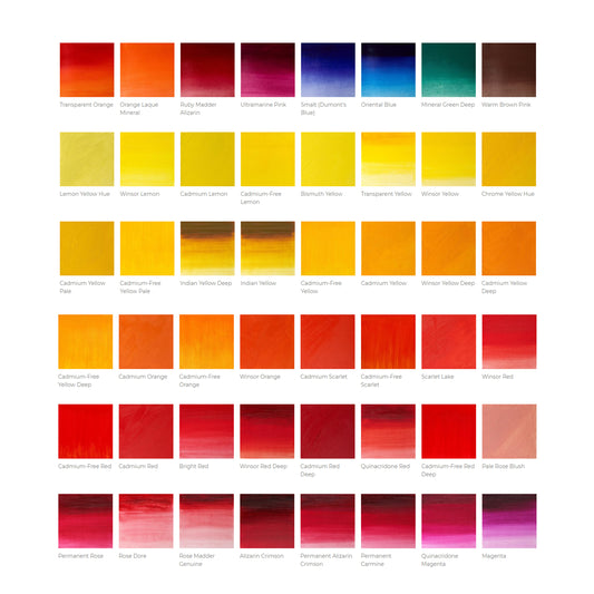 Color Chart 1 Winsor & Newton™ Artists' Oil Colour (Series 4 & 5) - Mona Lisa Artists' Materials Calgary Alberta
