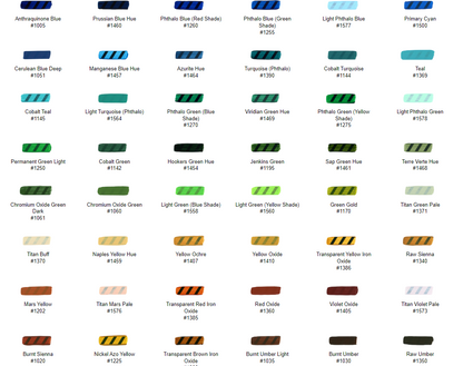 Color Chart 2 Golden® Heavy Body Acrylic Paints - Mona Lisa Artists' Materials Calgary Alberta