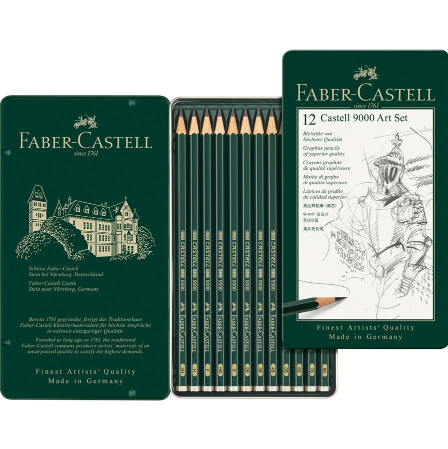 Contents Faber-Castell - Castell® 9000 Art Set (12pc) - Mona Lisa Artists' Materials Calgary Alberta