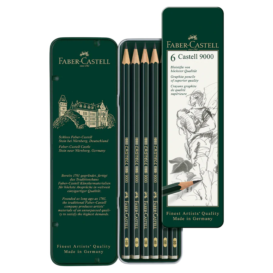 Faber-Castell - Castell® 9000 Pencil Set (6pc) - Mona Lisa Artists' Materials Calgary Alberta