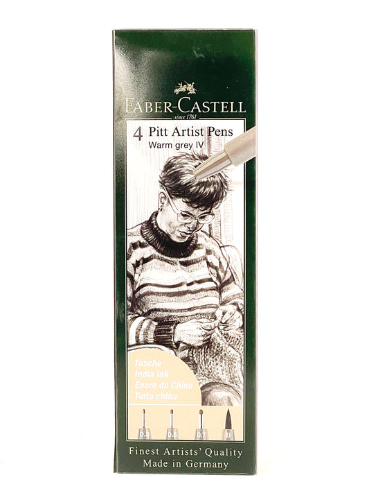 Faber-Castell 4 Pitt Artist Pens Wallet (Warm Grey IV) - Mona Lisa Artists' Materials Calgary Alberta