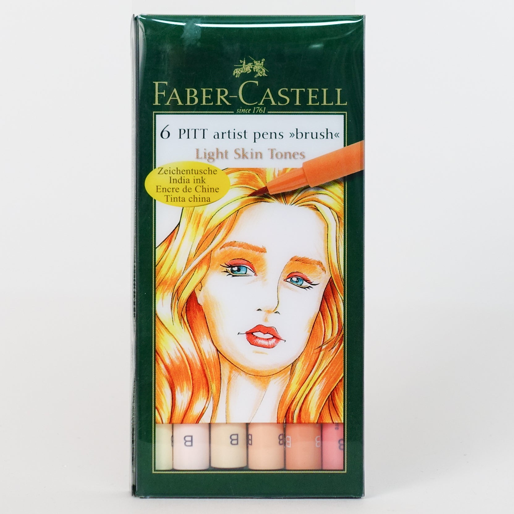 Faber-Castell 6 Pitt Artist Pens Brush Tip (Light Skin Tones) - Mona Lisa Artists Materials Calgary Alberta Canada
