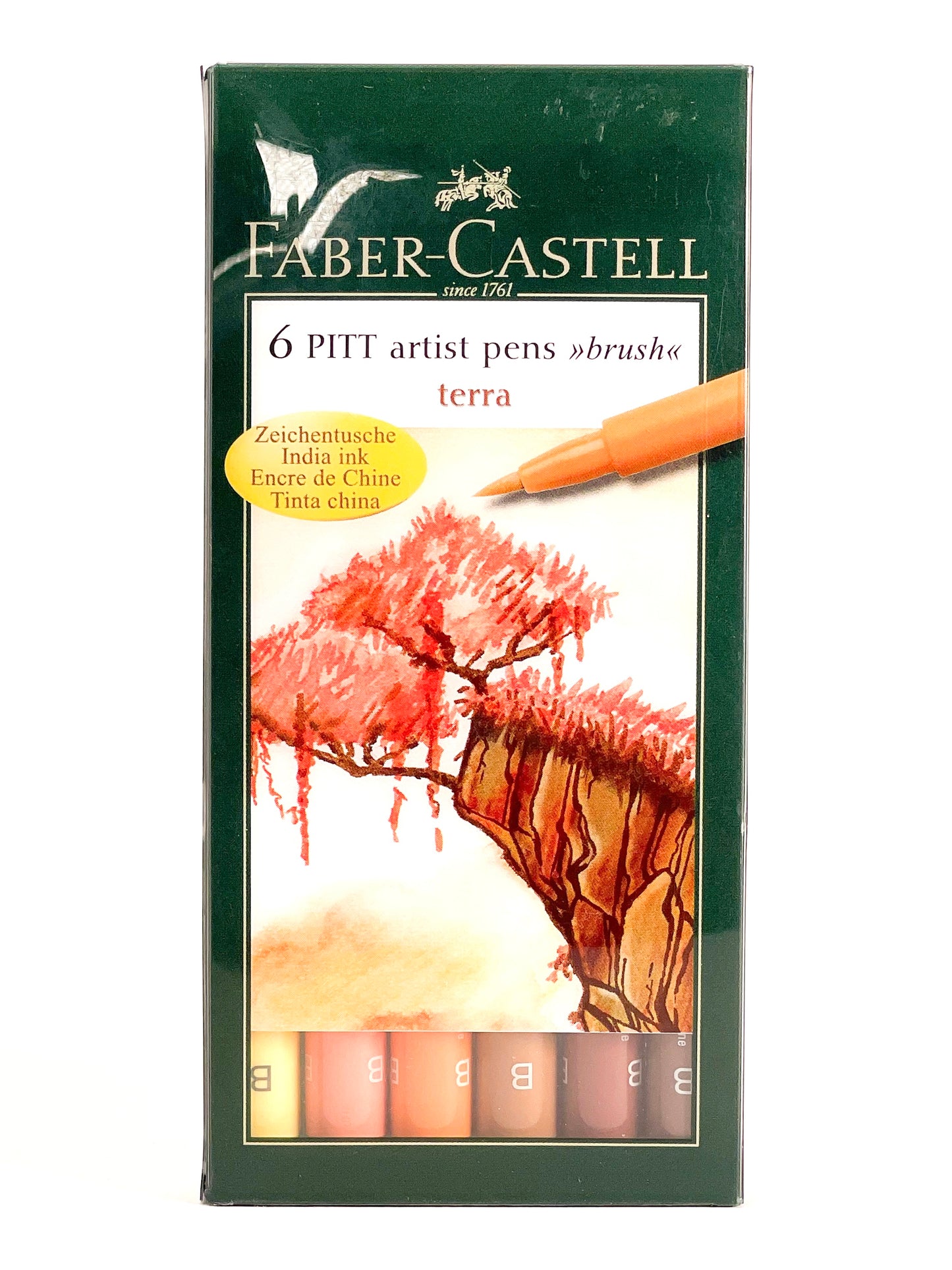 Faber-Castell 6 Pitt Artist Pens® Brush Tip (Terra) - Mona Lisa Artists' Materials Calgary Alberta