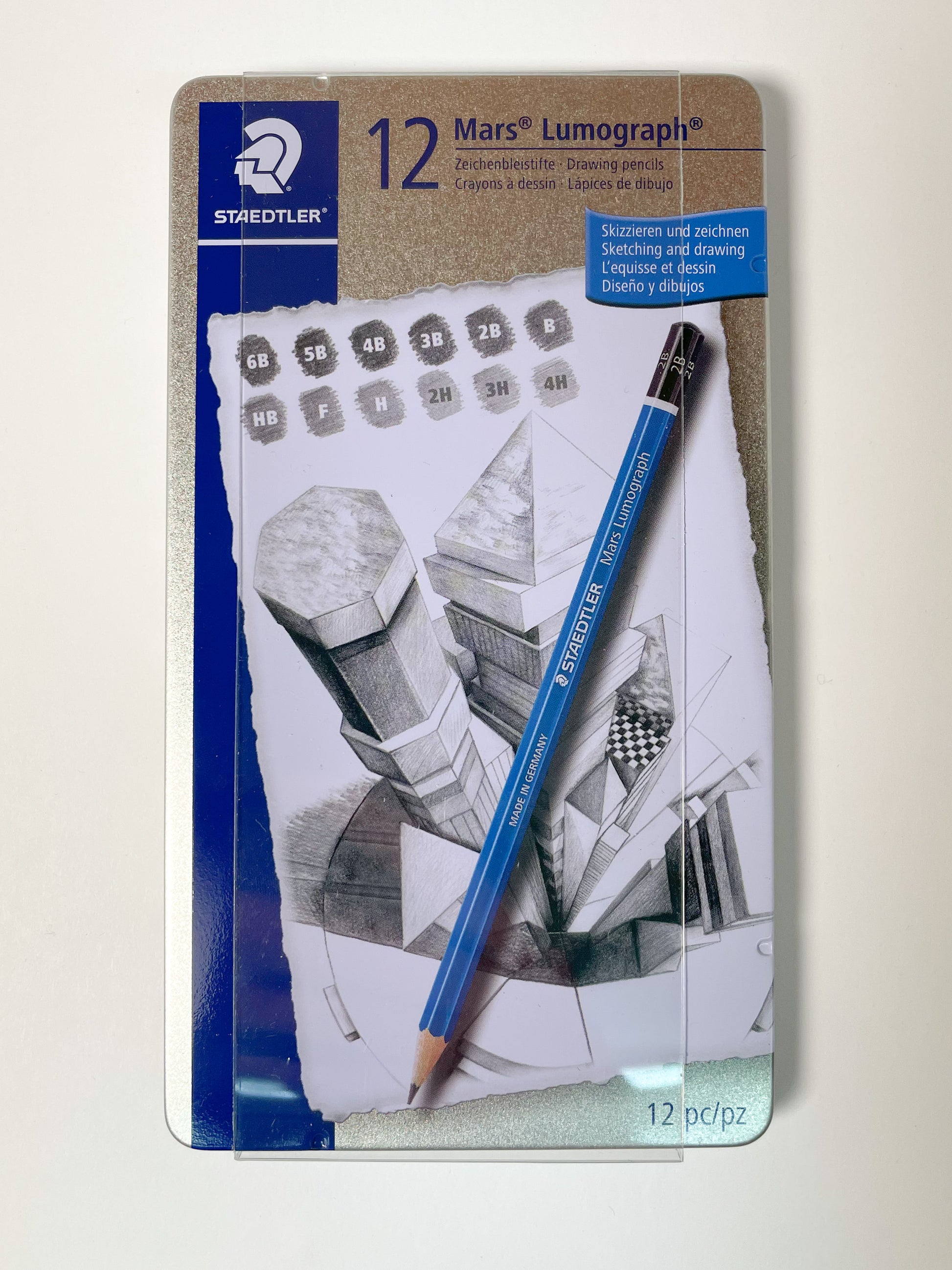  Staedtler Mars Lumograph 6B Graphite Art Drawing Pencil, Soft,  Break-Resistant Bonded Lead, 12 Pack, 100-6B, Grey : Office Products
