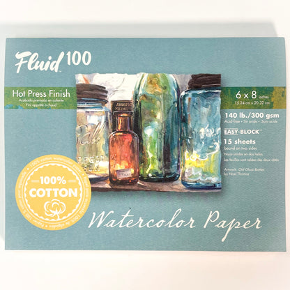 Fluid 100™ Hot Press Finish Watercolor Block (6"x8") - Mona Lisa Artists' Materials