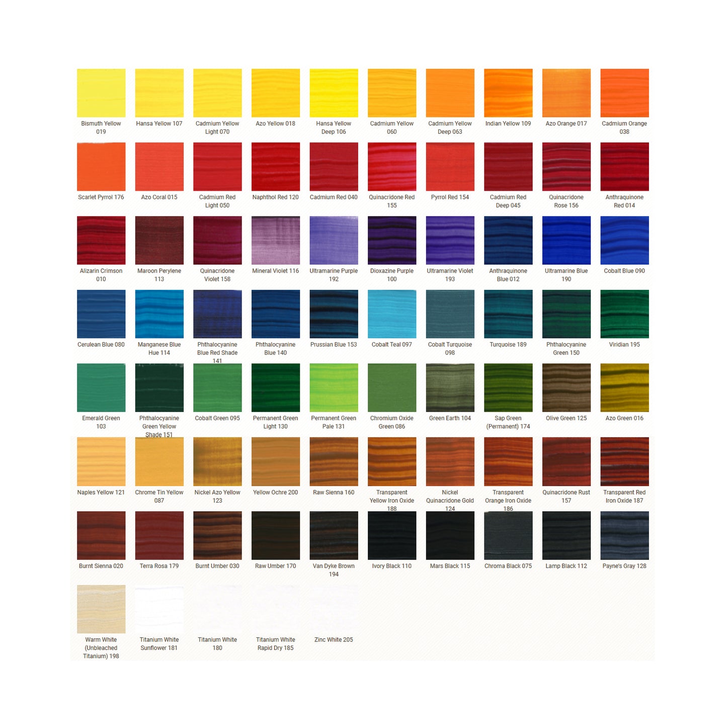 M. Graham & Co.® Oil Color (37ml) Color Chart - Mona Lisa Artists' Materials Calgary Alberta