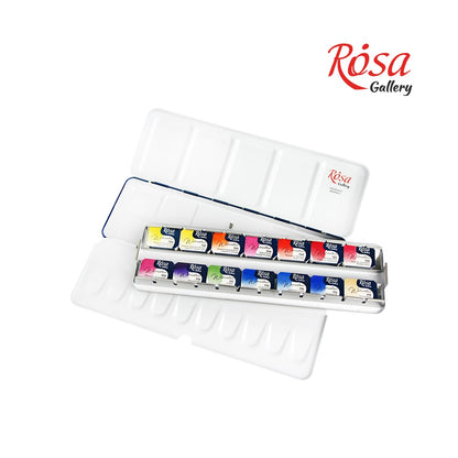 ROSA Gallery 14pc "Botanical" Watercolour Set - Made in Ukraine - Photo of Exterior Packaging/included contents 2 - Mona Lisa Artists Materials Calgary Alberta