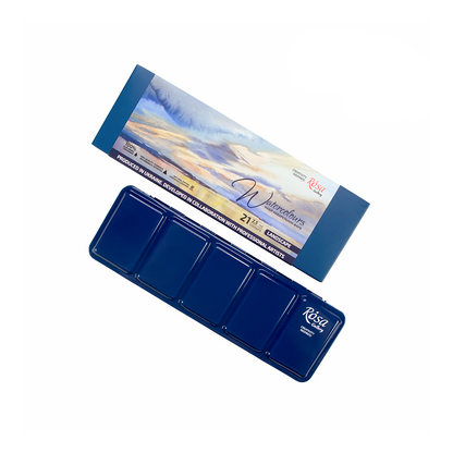 ROSA Gallery 21pc "Landscape" Watercolour Set - exterior and included metal case - Mona Lisa Artists' Materials Calgary Alberta