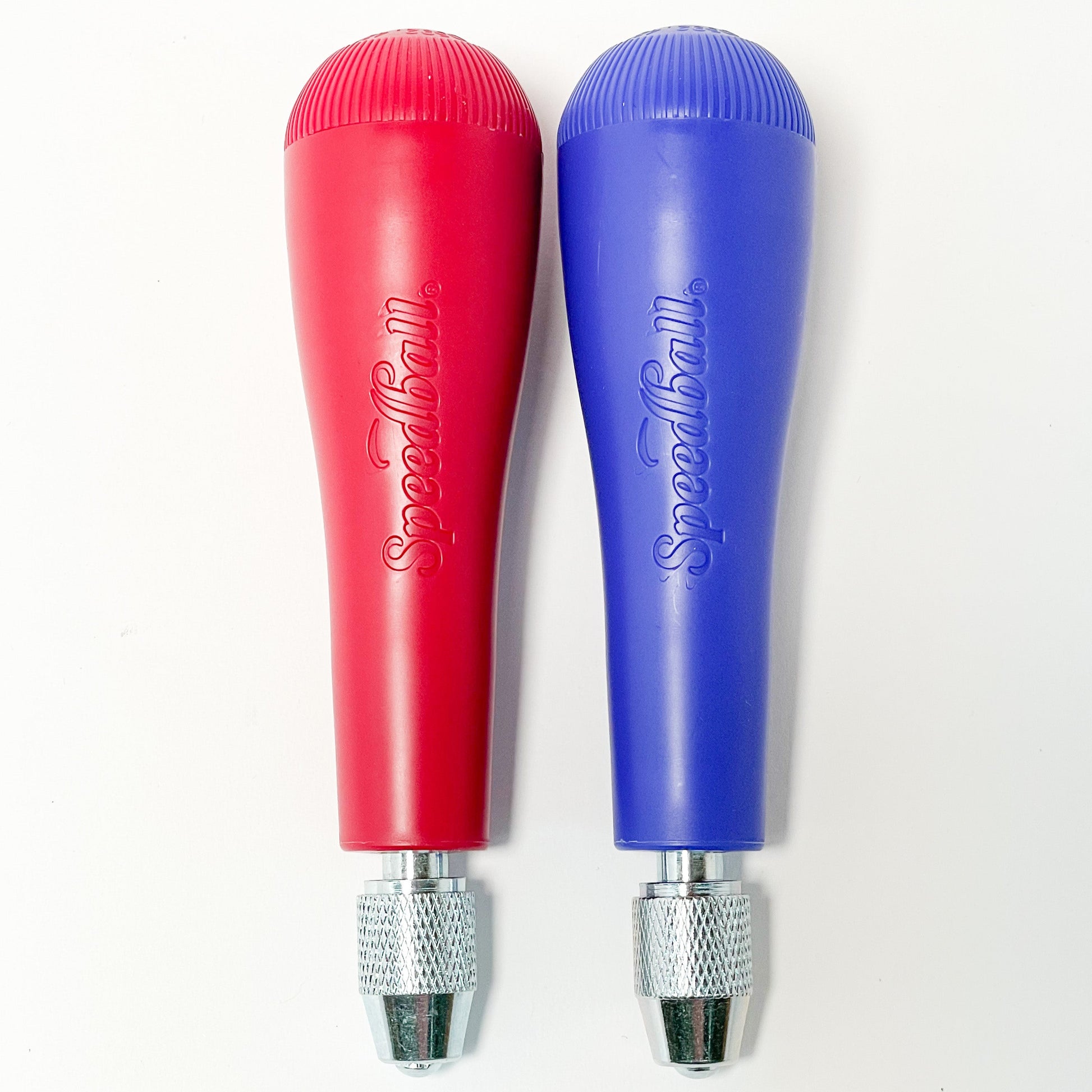 Speedball® No. 2 Lino Cutter Assortment - Photo of red and blue handles - Mona Lisa Artists' Materials Calgary Alberta 
