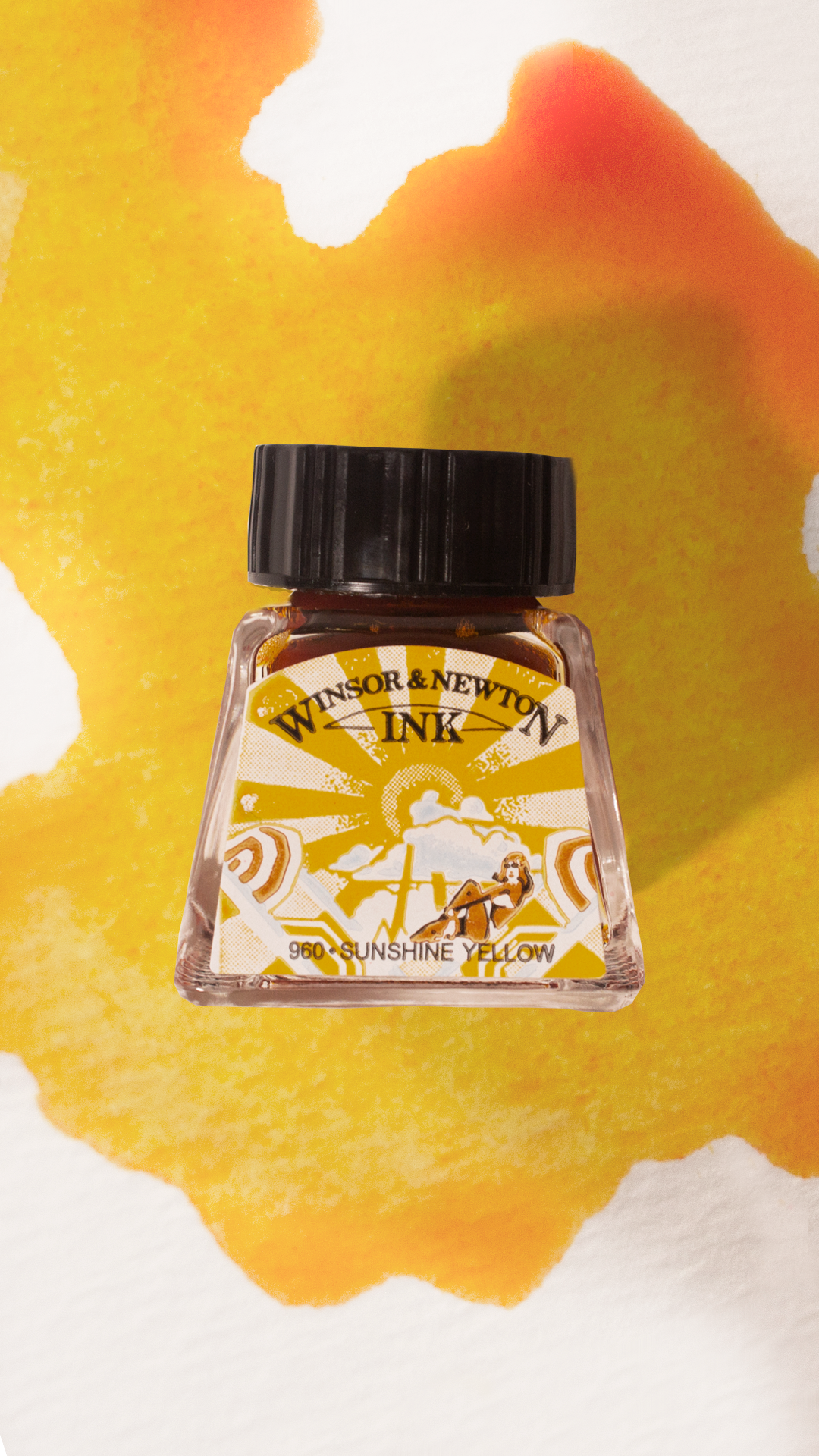 Sunshine Yellow  Winsor & Newton™ Drawing Ink - Mona Lisa Artists' Materials Calgary Alberta