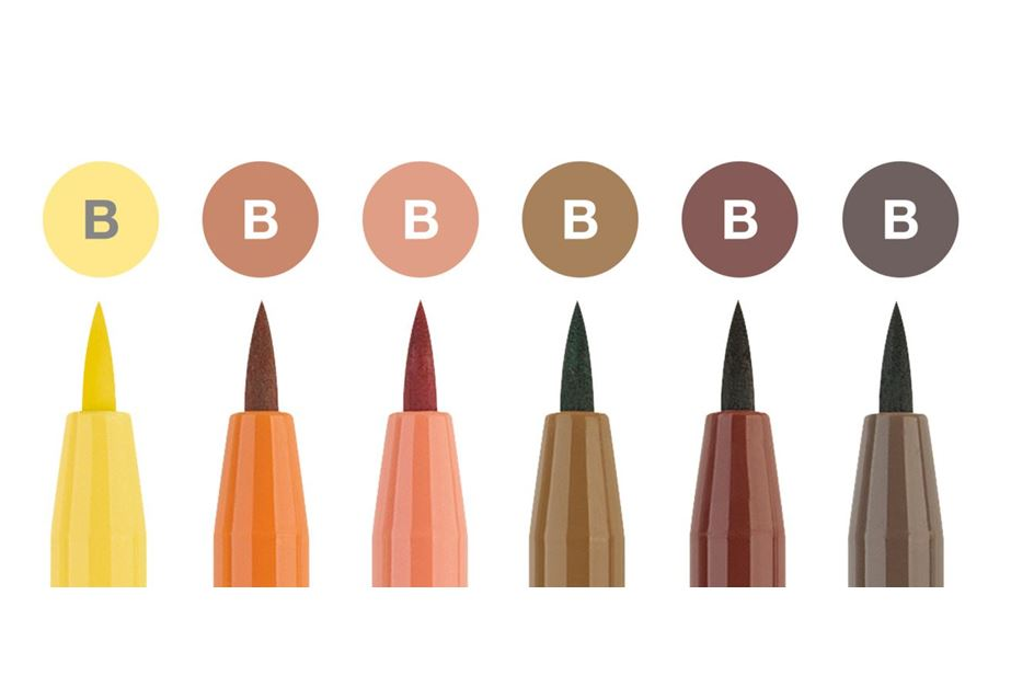 Tip Sizes Faber-Castell 6 Pitt Artist Pens® Brush Tip (Terra) - Mona Lisa Artists' Materials Calgary Alberta