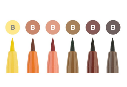 Tip Sizes Faber-Castell 6 Pitt Artist Pens® Brush Tip (Terra) - Mona Lisa Artists' Materials Calgary Alberta
